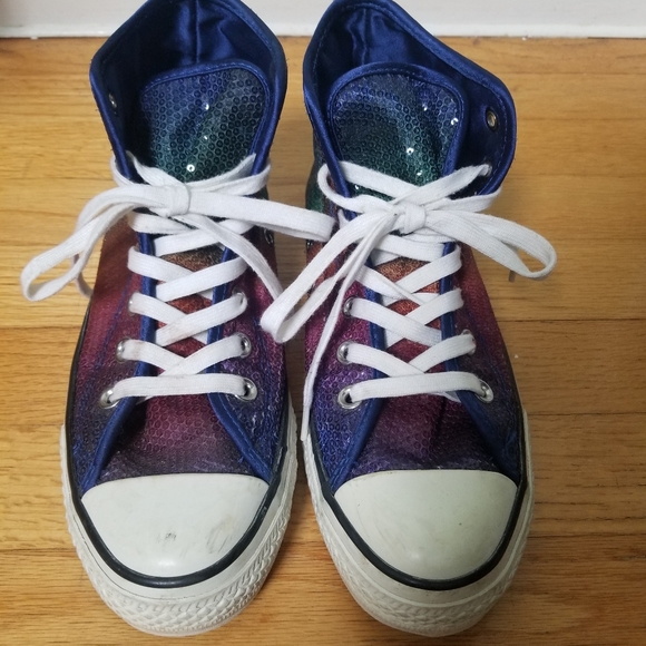 Converse High Tops **RARE** Rainbow Sequin - Picture 2 of 5